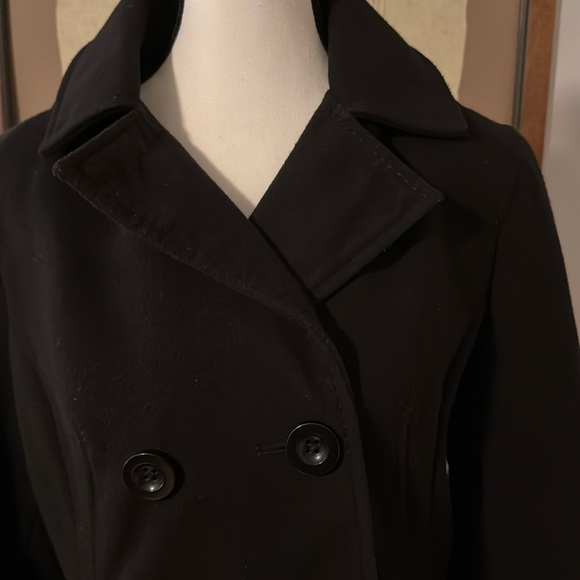 Black Double-Breasted Pea Coat with Wide Collar - Picture 9 of 9